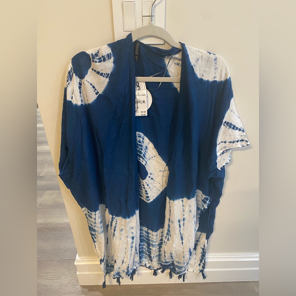 Bathing suit cover up tie die blue new with tags size s/m